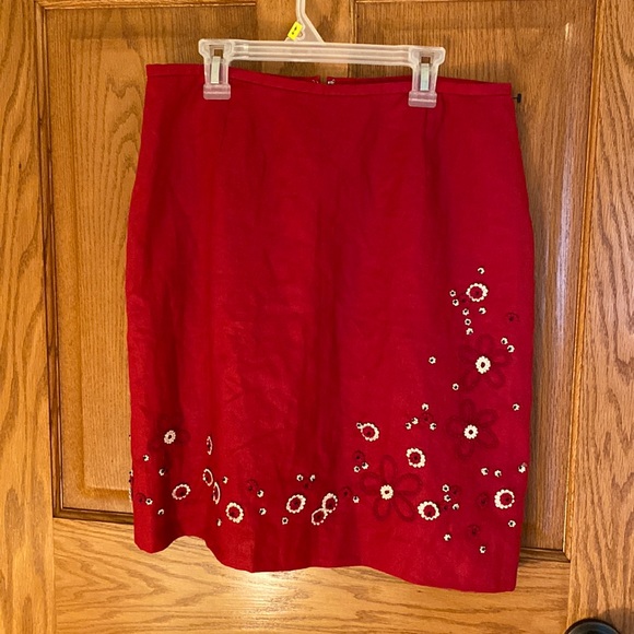 Ann Taylor Dresses & Skirts - Red embellished pencil skirt